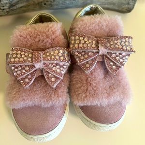 Pink glitter leather trainers by MonnaLisa, excellent condition